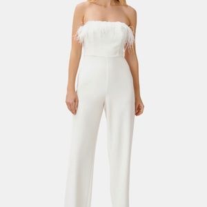 Aidan By Aidan  Mattox feather strapless jumpsuit